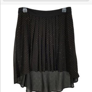 BEBE Black HiLo Gold Studded Pleated Skirt Medium